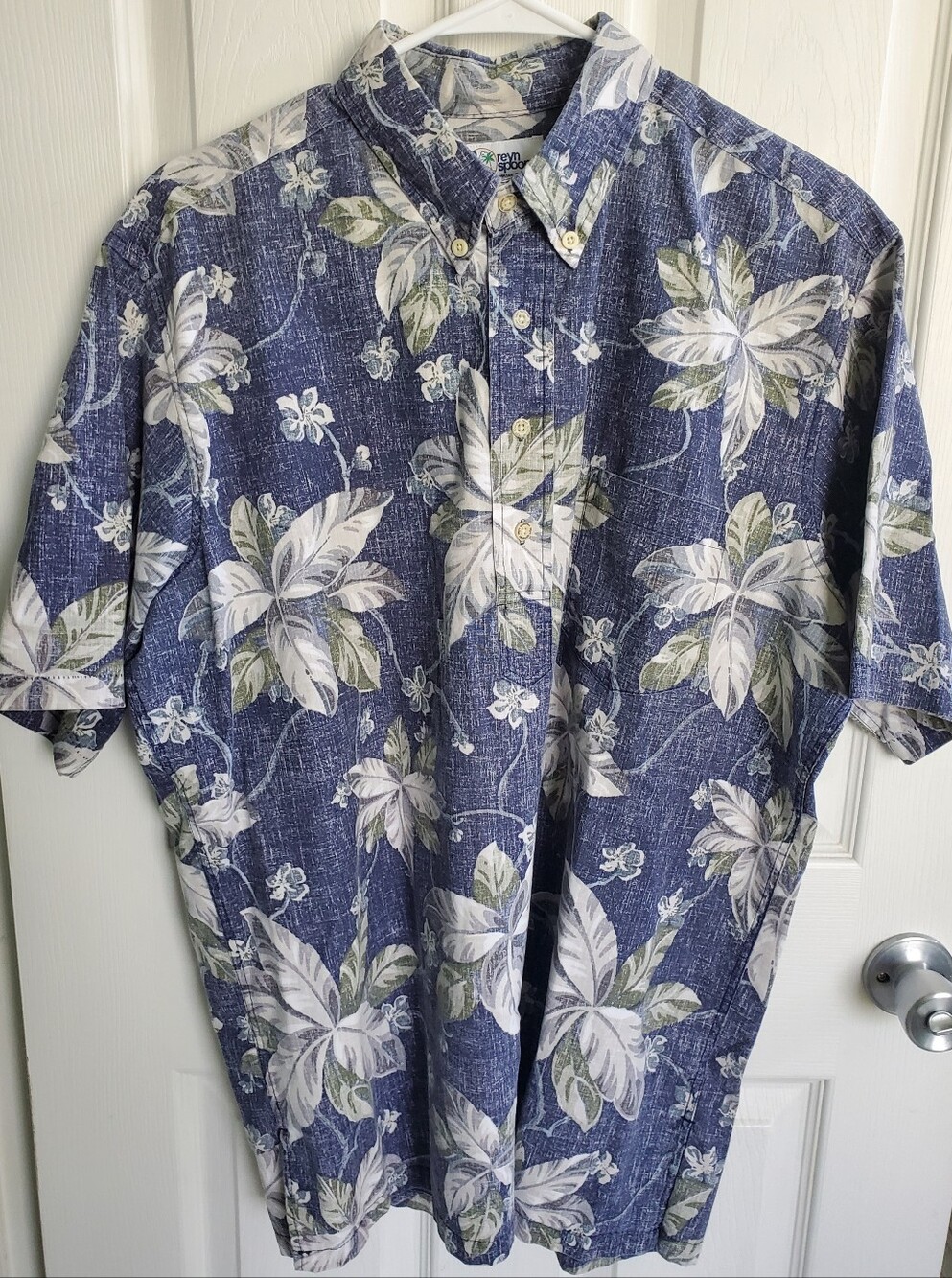 Vintage Reyn Spooner Half Button Floral Popover Reverse Print Men's Shirt Size L